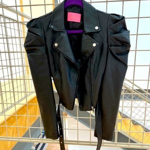 Azalea Wang from AKIRA puff shoulder bomber jacket